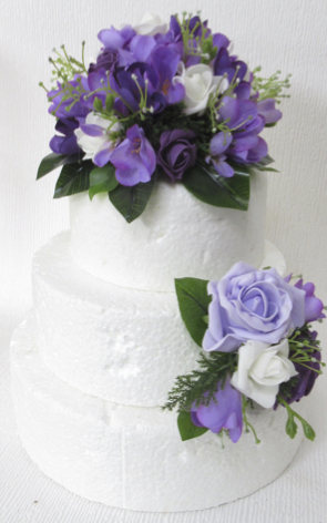 Purple, Lilac & Lavender Freesia & Rose Cake Flowers